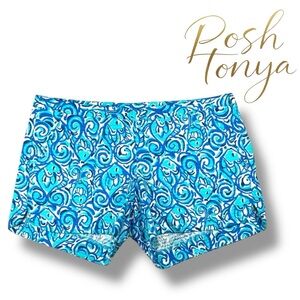 Lilly Pulitzer Adie Shorts Chasing Tail  Blue Side Zip Size 2 Coastal Resort